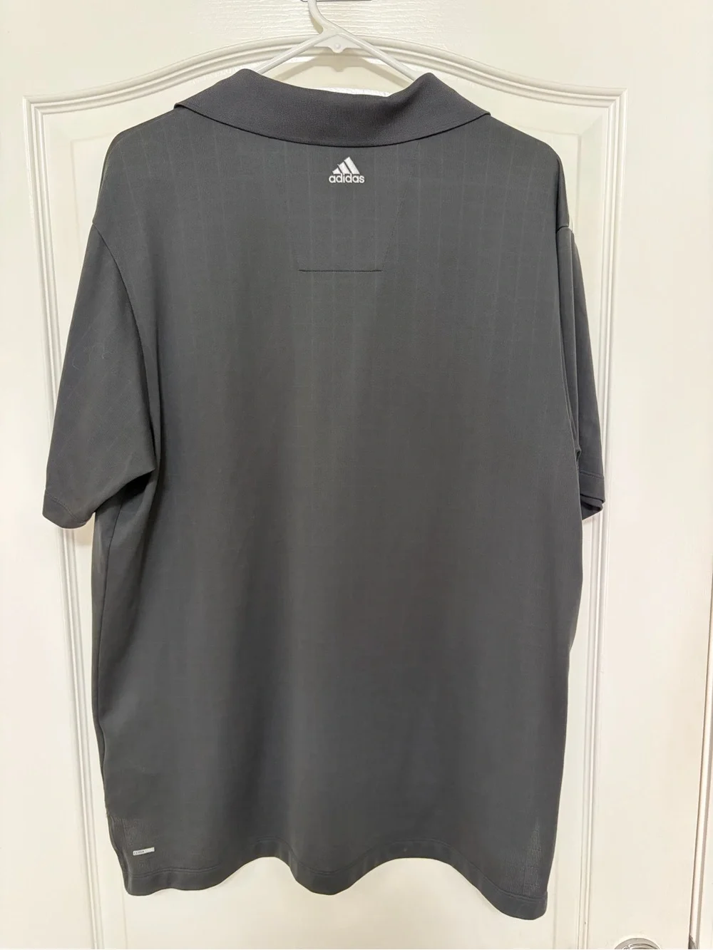 Adidas Men’s Black Polo Shirt with White Shoulder Stripes - L